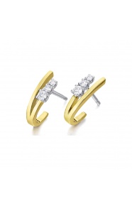 Pendientes de oro blanco y amarillo de 18 Kt con diamantes de 0,22 ct