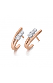 Pendientes de oro blanco y rosa de 18 Kt con diamantes de 0,22 ct