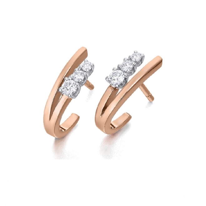 Pendientes de oro blanco y rosa de 18 Kt con diamantes de 0,22 ct