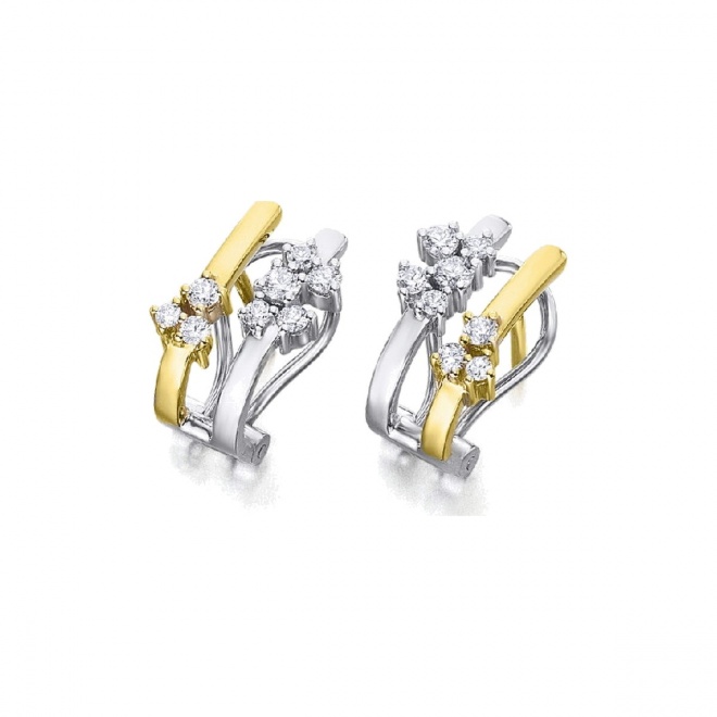 Pendientes de oro blanco y amarillo de 18 Kt con diamantes de 0,58 ct