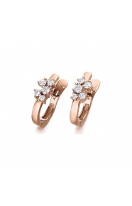 Pendientes de oro blanco y rosa de 18 Kt con diamantes de 0,39 ct
