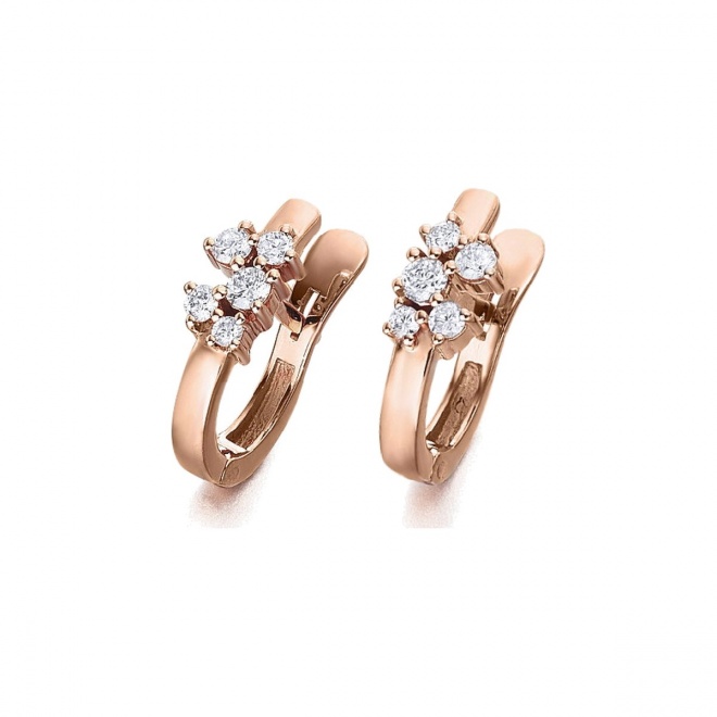 Pendientes de oro blanco y rosa de 18 Kt con diamantes de 0,39 ct