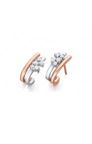 Pendientes de oro blanco y rosa de 18 Kt con diamantes de 0,39 ct