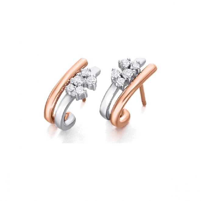 Pendientes de oro blanco y rosa de 18 Kt con diamantes de 0,39 ct