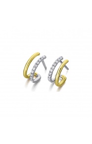 Pendientes de oro blanco y amarillo de 18 Kt con diamantes de 0,17 ct