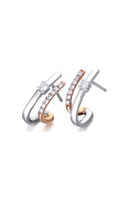 Pendientes de oro blanco y rosa de 18 Kt con diamantes de 0,33 ct