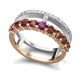 Anillo de oro blanco y rosa de 18 Kt con diamantes y turmalinas rosas, 0,18 ct