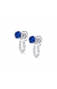 Pendientes de oro blanco de 18 Kt con zafiro y diamantes, 0,05 ct