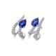 Pendientes de oro blanco de 18 Kt con zafiro y diamantes, 0,36 ct