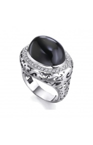 Anillo de oro blanco de 18 Kt con espinela y diamantes, 0,24 ct