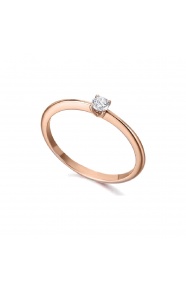 Anillo de oro rosa de 18 Kt con diamante de 0,08 ct