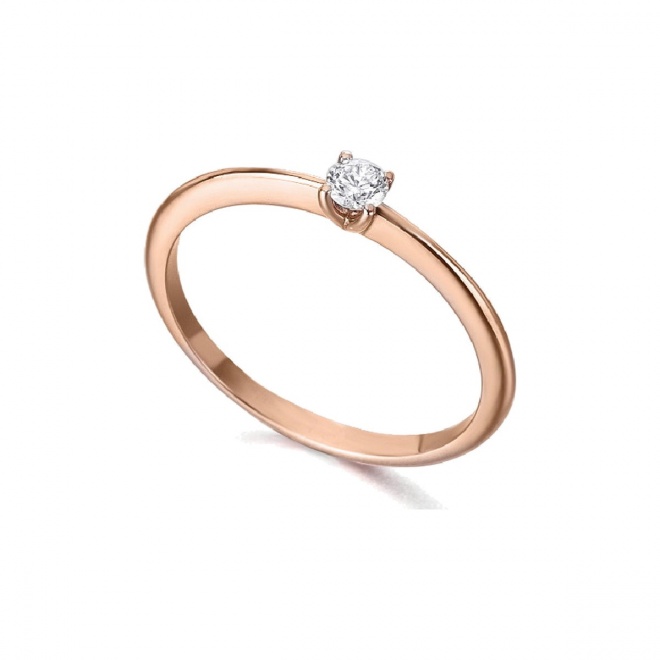 Anillo de oro rosa de 18 Kt con diamante de 0,08 ct