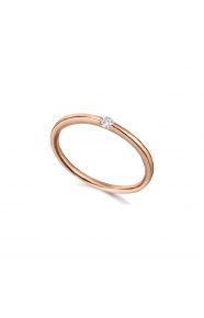 Anillo de oro rosa de 18 Kt con diamante de 0,04 ct