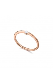 Anillo de oro rosa de 18 Kt con diamante de 0,05 ct
