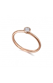 Anillo de oro rosa de 18 Kt con diamante de 0,07 ct