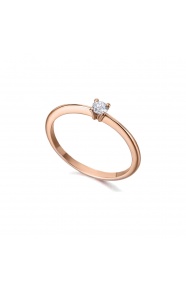 Anillo de oro rosa de 18 Kt con diamante de 0,10 ct