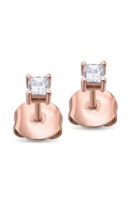 Pendientes de oro rosa de 18 Kt con diamantes de 0,18 ct