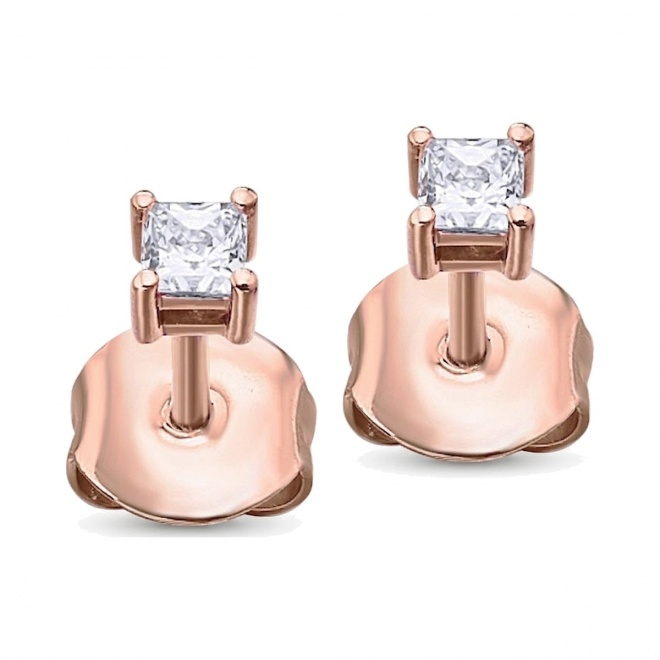 Pendientes de oro rosa de 18 Kt con diamantes de 0,18 ct