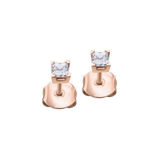 Pendientes de oro rosa de 18 Kt con diamantes de 0,30 ct