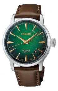 Seiko Presage Cocktail Time ∅38,5 mm - 5 ATM, Esfera verde, correa de piel de vaca - HCB002J1