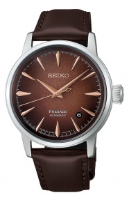 Seiko Presage Cocktail Time ∅38,5 mm - 5 ATM, Esfera marrón, correa de piel de vaca - HCB003J1