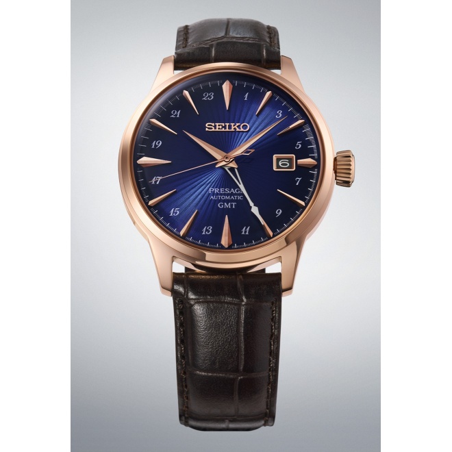 Seiko Presage Cocktail Time ∅40,5 mm - 5 ATM, Esfera azul, correa de piel de vaca - HCB005J1