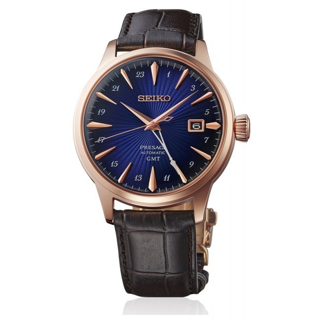 Seiko Presage Cocktail Time ∅40,5 mm - 5 ATM, Esfera azul, correa de piel de vaca - HCB005J1