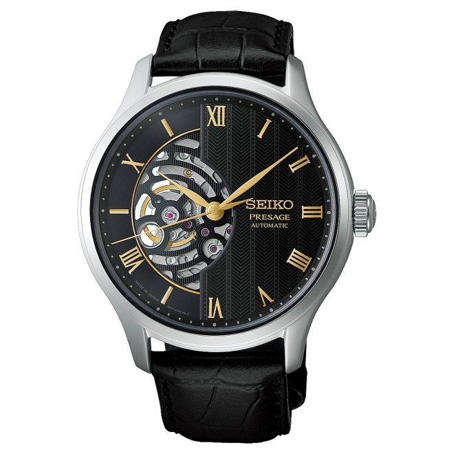 Seiko Presage Japanese Garden ∅41,8 mm, Esfera negra, correa de piel de vaca - HCB008J1