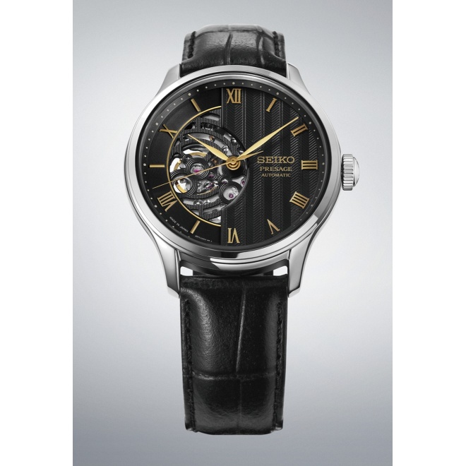 Seiko Presage Japanese Garden ∅41,8 mm, Esfera negra, correa de piel de vaca - HCB008J1