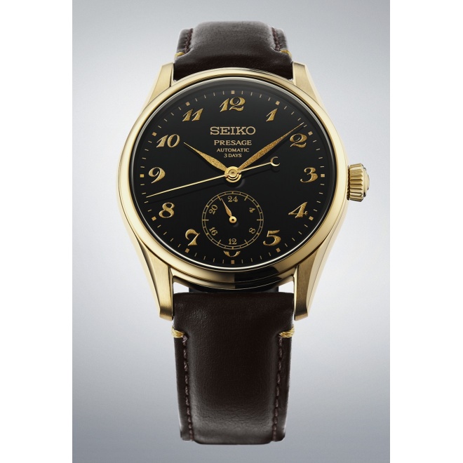 Seiko Presage Classic Series ∅39,6 mm, Esfera negra, correa de piel de vaca - HCC006J1
