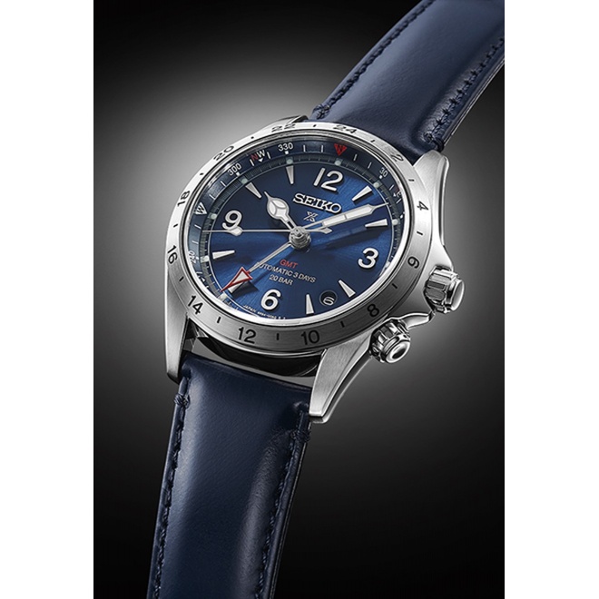 Seiko Prospex Tierra ∅39,5 mm - 20 ATM, Esfera azul, correa de piel de vaca - SPB377J1