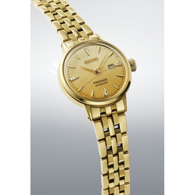 Seiko Presage Cocktail Time ∅30,3 mm - 5 ATM, Esfera dorada - SRE018J1