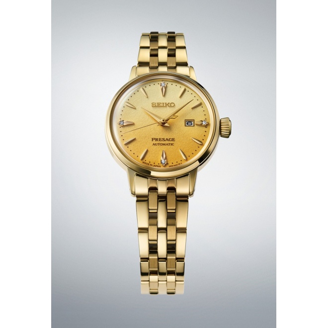 Seiko Presage Cocktail Time ∅30,3 mm - 5 ATM, Esfera dorada - SRE018J1