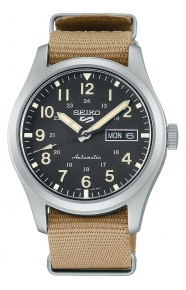 Seiko 5 Sports Field series ∅39,4 mm - 10 ATM, Esfera negra, correa de nailon - SRPG35