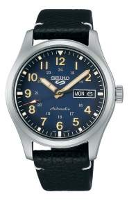 Seiko 5 Sports Field series ∅39,4 mm - 10 ATM, Esfera azul, correa de piel de vaca - SRPG39