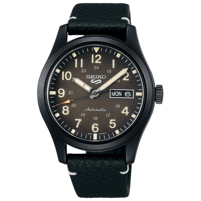 Seiko 5 Sports Field series ∅39,4 mm - 10 ATM, Esfera marrón, correa de piel de vaca - SRPG41