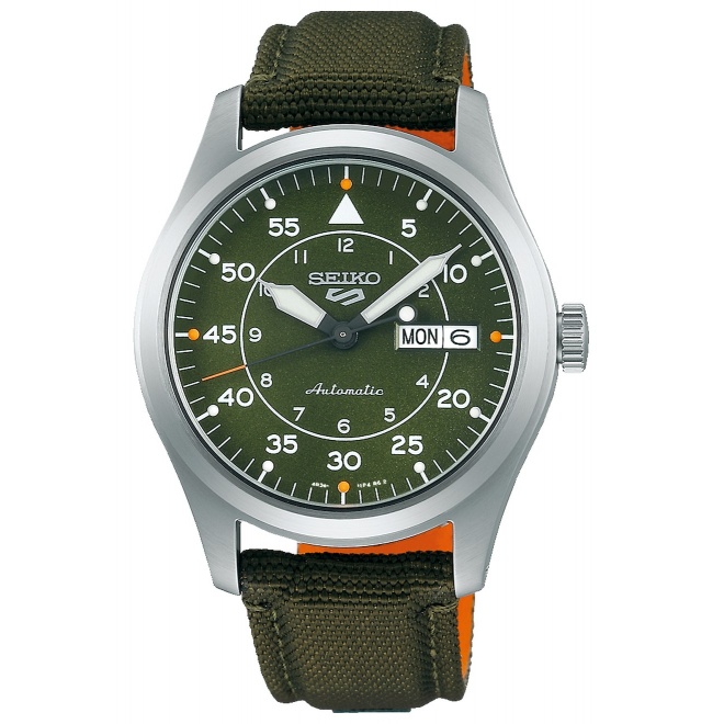 Seiko 5 Sports Field series ∅39,4 mm - 10 ATM, Esfera verde, correa de nailon - SRPH29