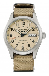 Seiko 5 Sports Field series ∅36,4 mm - 10 ATM, Esfera beige, correa de nailon - SRPJ83