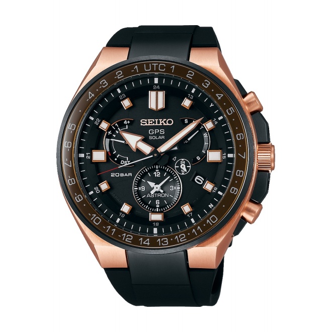 Seiko Astron ∅46,7 mm - 20 ATM, Esfera negra, correa de silicona - SSE170J1