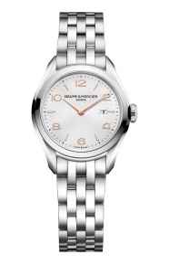 Baume & Mercier Clifton ∅30 mm - 5 ATM, Esfera plata, brazalete de acero - M0A10175