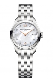 Baume & Mercier Clifton ∅30 mm - 5 ATM, Esfera blanca, brazalete de acero - M0A10176