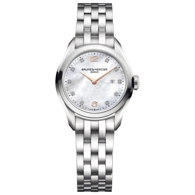 Baume & Mercier Clifton ∅30 mm - 5 ATM, Esfera blanca, brazalete de acero - M0A10176