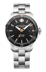 Baume & Mercier Clifton Club ∅42 mm - 10 ATM, Esfera negra, brazalete de acero - M0A10340