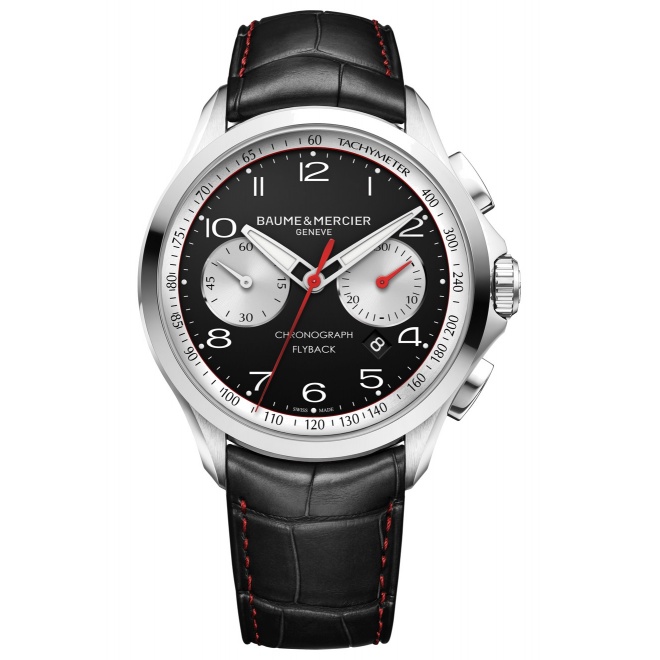 Baume & Mercier Clifton Club ∅44 mm - 5 ATM, Esfera negra, correa de aligátor - M0A10369