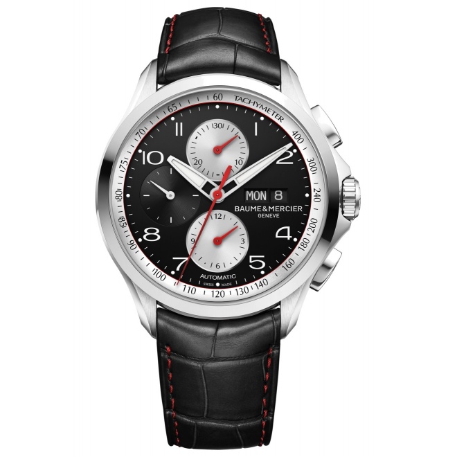 Baume & Mercier Clifton Club ∅44 mm - 5 ATM, Esfera negra, correa de aligátor - M0A10372