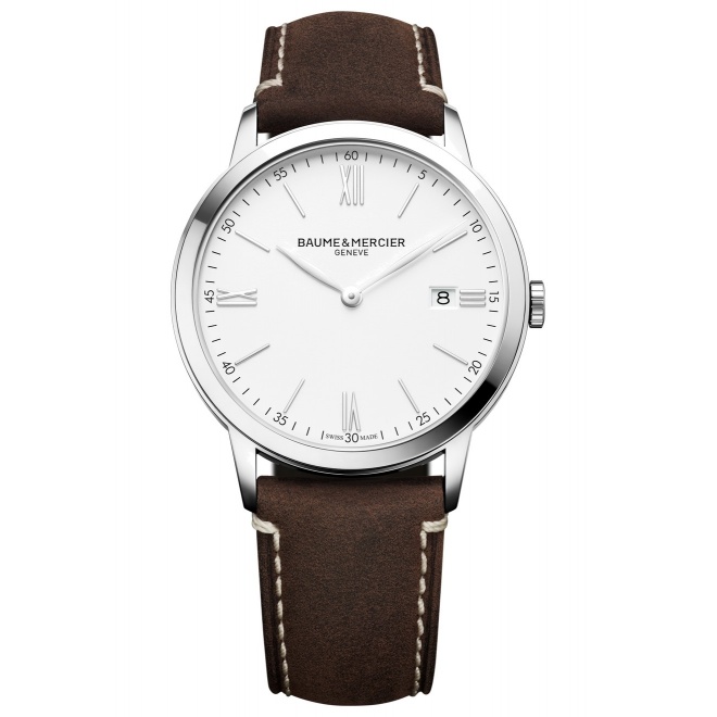Baume & Mercier Classima ∅40 mm - 5 ATM, Esfera blanca, correa de becerro - M0A10389