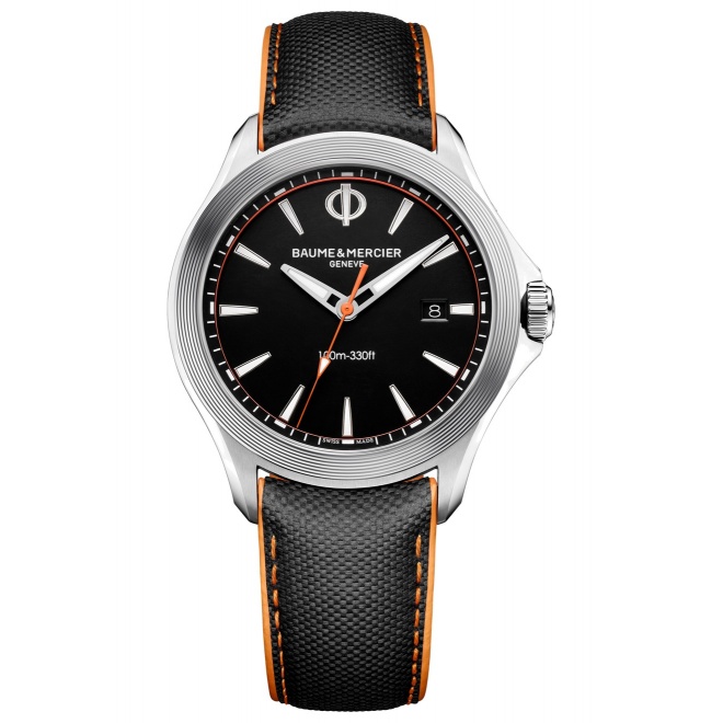 Baume & Mercier Clifton Club ∅42 mm - 10 ATM, Esfera negra, correa de cuero de ternera - M0A10411
