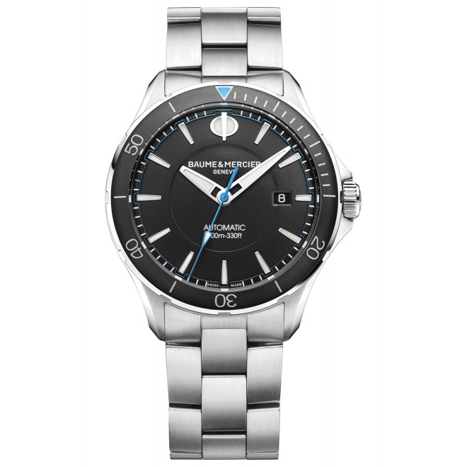Baume & Mercier Clifton Club ∅42 mm - 10 ATM, Esfera negra, brazalete de acero - M0A10459