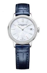 Baume & Mercier Classima ∅31 mm - 5 ATM, Esfera blanca, correa de aligátor con escamas cuadradas brillante - M0A10544