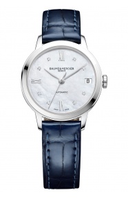 Baume & Mercier Classima ∅31 mm - 5 ATM, Esfera blanca, correa de aligátor con escamas cuadradas brillante - M0A10545